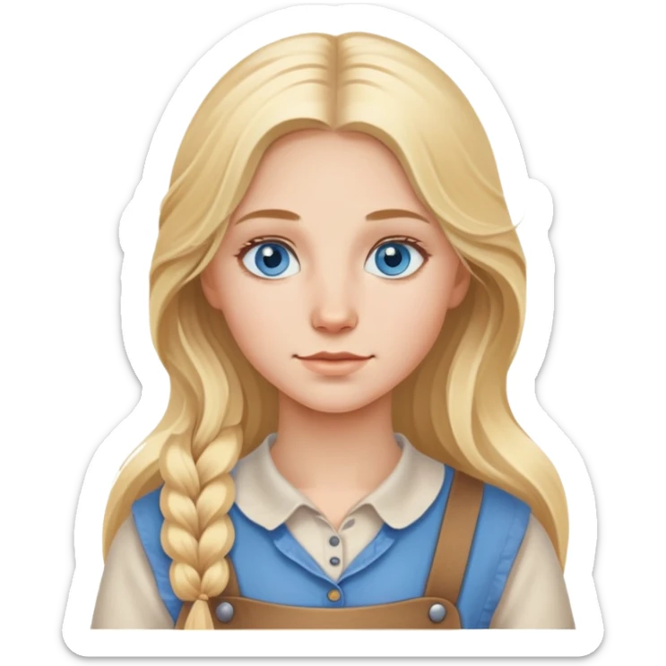Homesteader girl long blonde hair and blue eyes  sticker