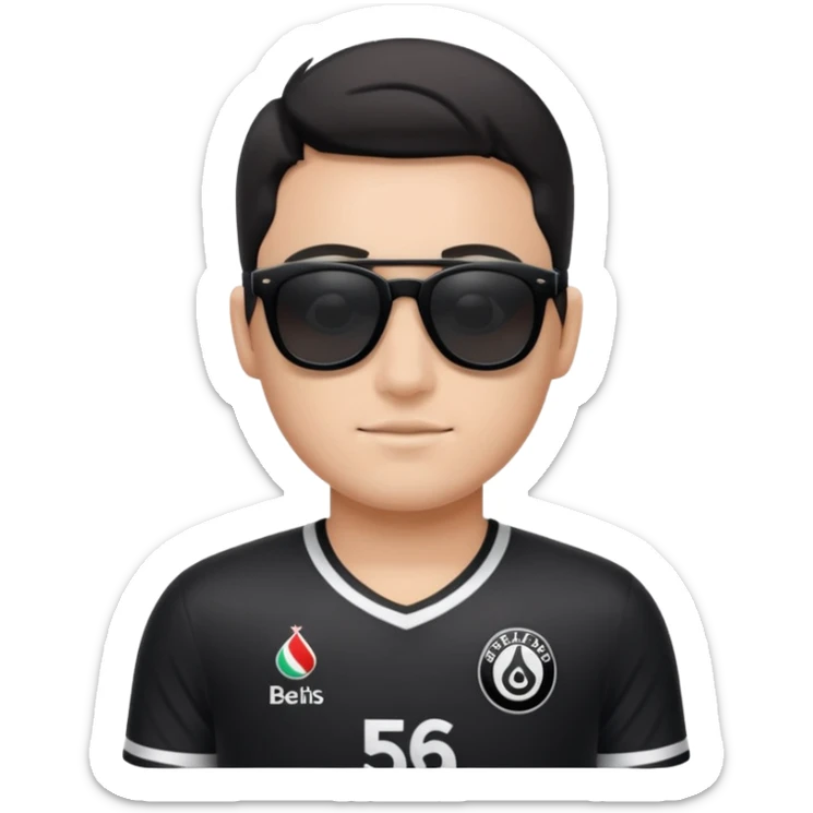 Güneş gözlüğü takan beşiktaş formalı gri beyaz keei sticker