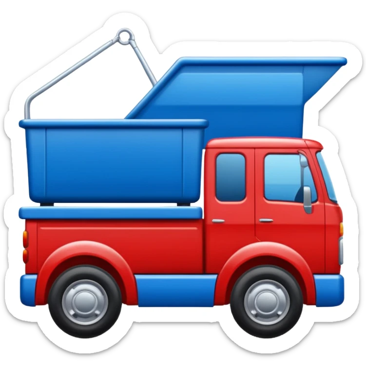 red truck with a blue plate showing white "TIR" on the front. No brand logos sticker