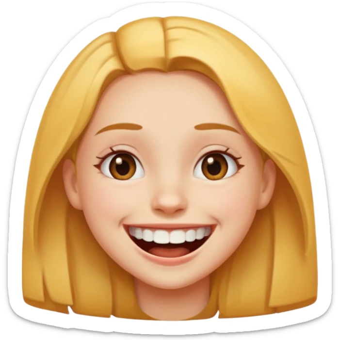 Laughing emoji of a girl and gap between central incisor teeth sticker