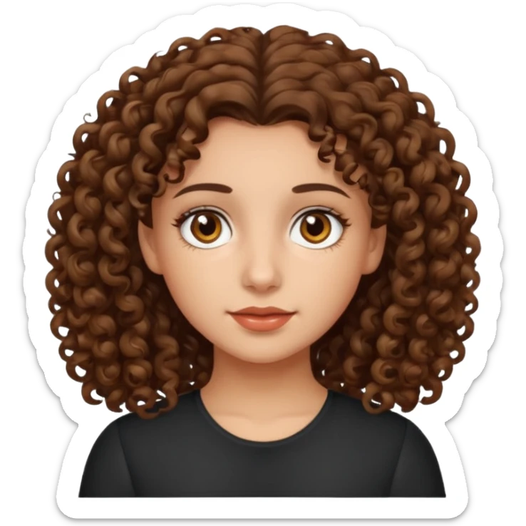 german/hispanic girl with curly brown hair and hazel eyes sticker