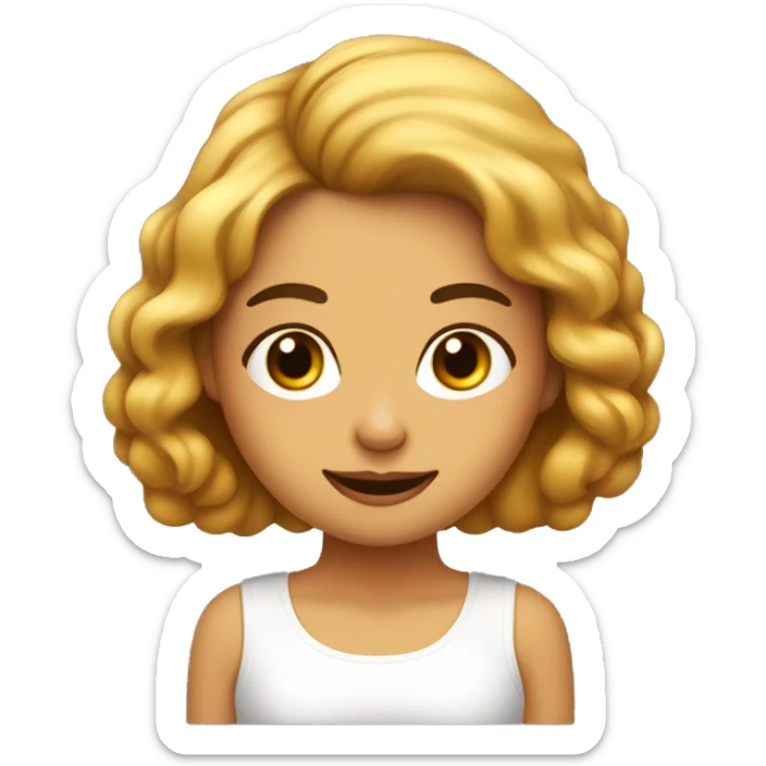 Mujer de pelo rizo color miel corto a los hombros , ojos marrones piel mestiza  sticker