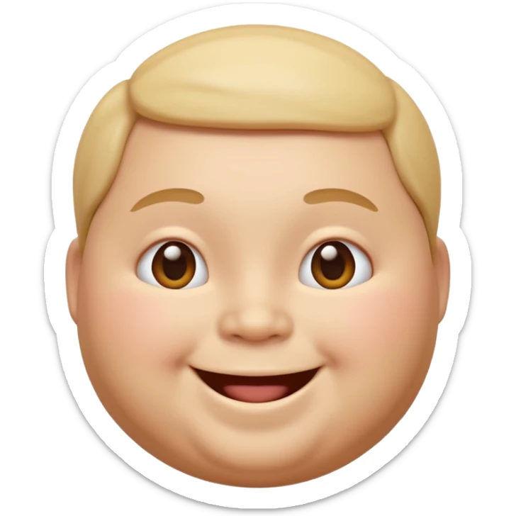 A 3D emoji in iOS emoji aesthetic style of a chubby person with round cheeks and a happy smile, soft and friendly expression, smooth glossy texture, minimal white background. sticker