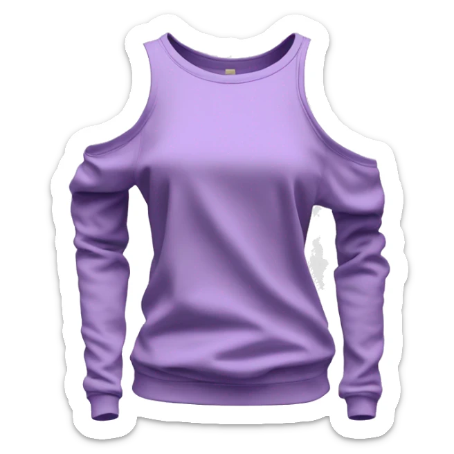 Hyper Realistic isolated side view of a light purple cold shoulder fashion sweat shirt top. sticker