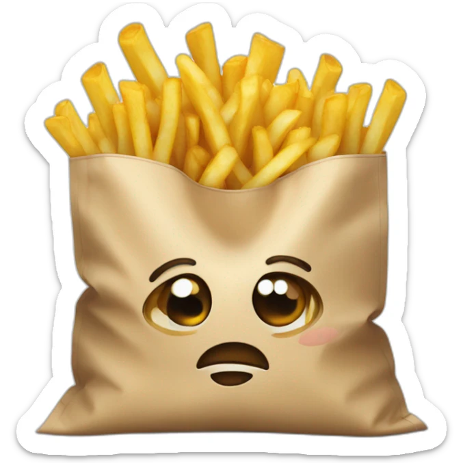 a bag of a french fries but its crying sticker