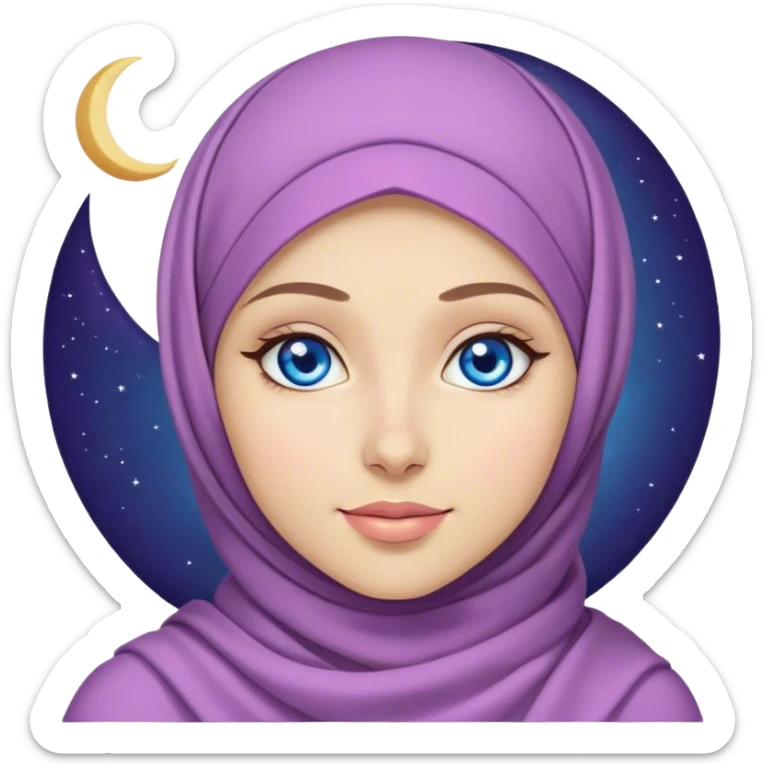 Turkish beautiful finish Konya girl blue eyes with lila color and ramadan moon hijab  sticker