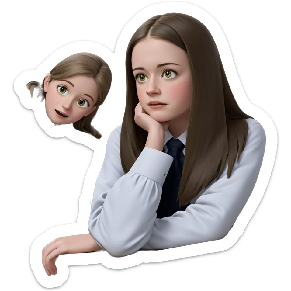 school girls in classroom setting sticker