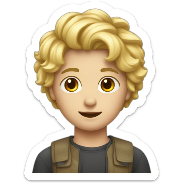 Garçon avec les cheveux blond et qui fait un cœur avec ses mains sticker