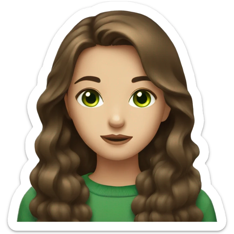 a girl with brown hair and big mesmerising green eyes  sticker