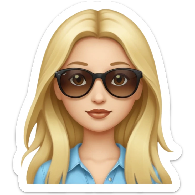 girl with long blonde hair with dark brown ray ban sunglasses sticker