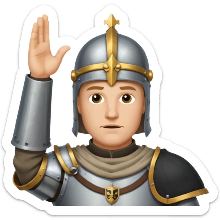Hazme el emoji de un caballero medieval con actitud muy masculina en diversos estados de animos de los caballeros teutonicos saludando sticker