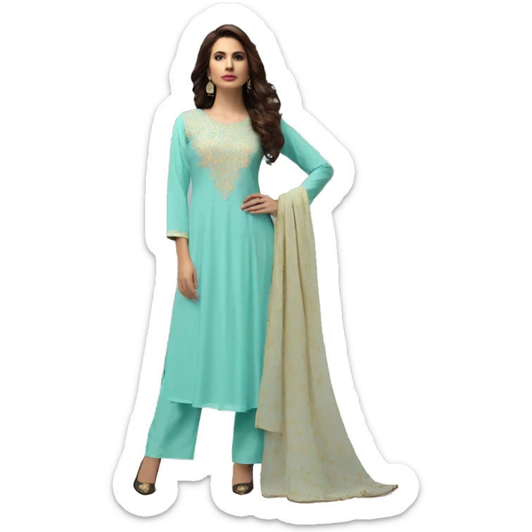 Shalwar kameez for women, baby blue color, anarkali style  sticker