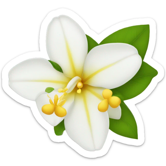 Apple Emoji Jasmine's flower with white petals and a yellow center of stamens sticker
