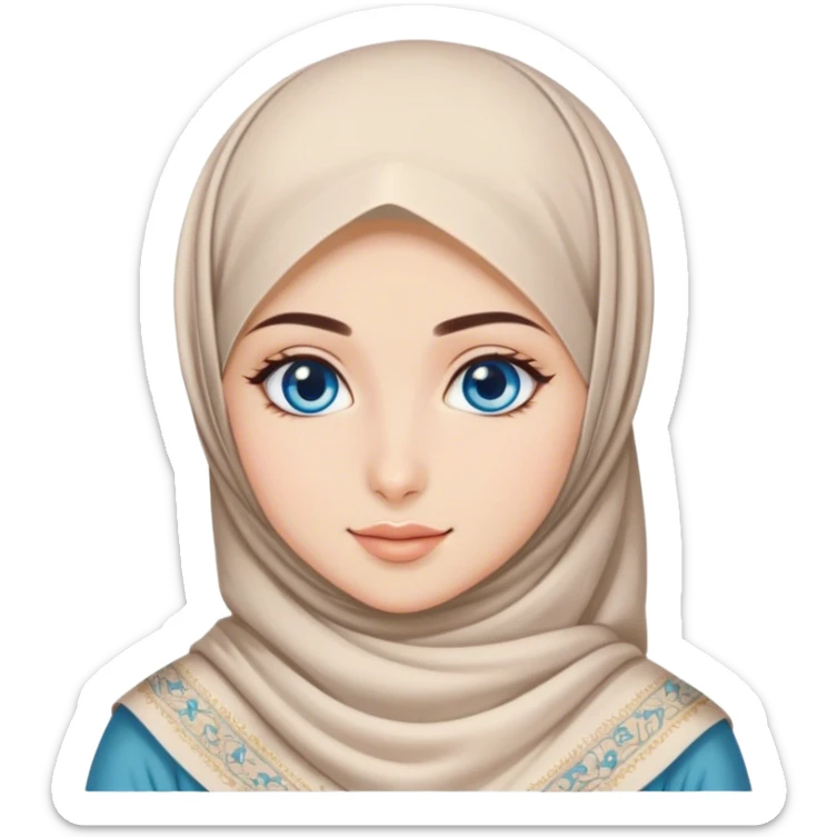 Turkish beautiful finish Konya girl blue eyes with hijab and cultured dress sticker