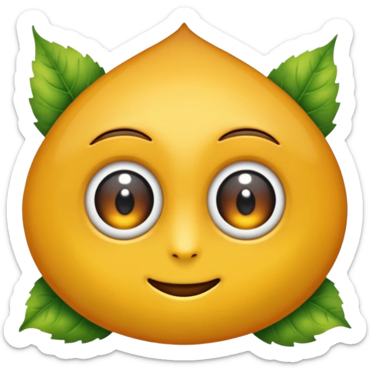 emoji, feuille d'érable couleur vermeille, deux yeux ronds noirs brillants sticker