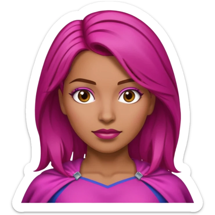 Latina superwoman with brown hair roots and fuchsia hair sticker