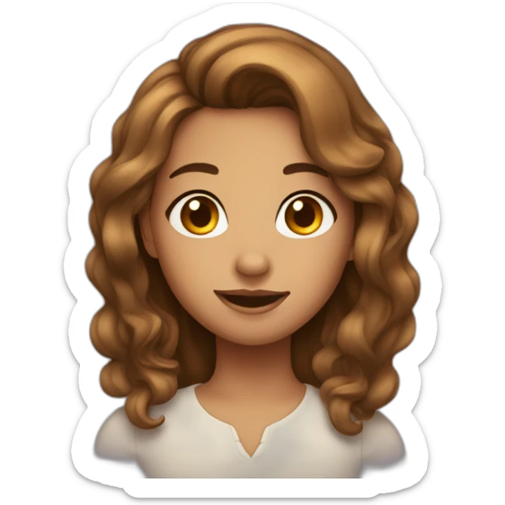 girl, with hair, a little wavy and long, a little tanned, brown eyes. sticker