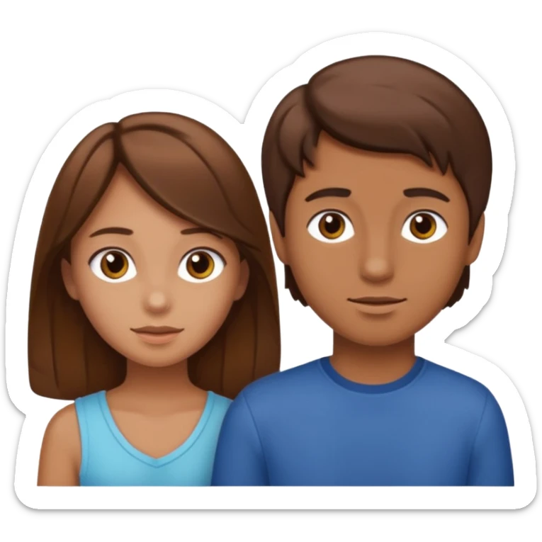 a girl with brown hair and tan skin with a boy with brown hair   sticker