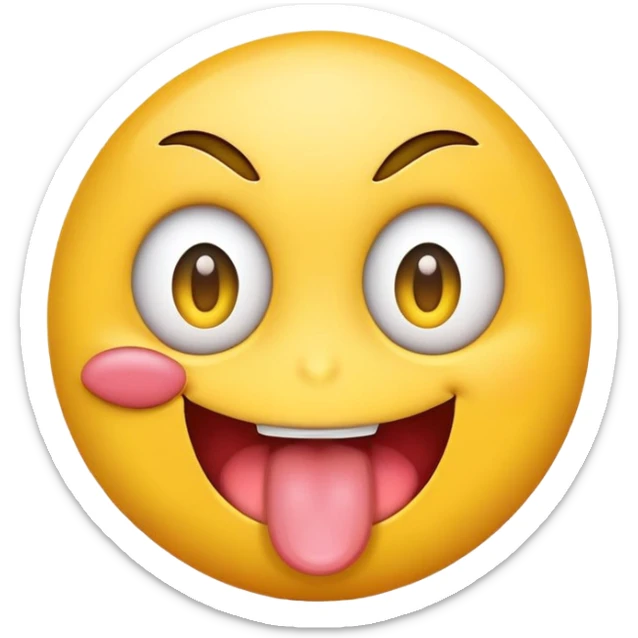 Emoji sticking out the tongue on the right side and the right eye winking sticker