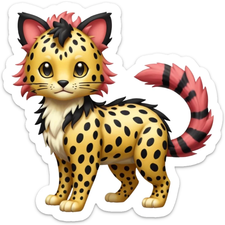 Glossy Sparkly Gembonded Spotty Stripy Hairy Floofy-Poofy Liepard-Linoone-Litten-Pokémon-fusion-creature (full body) sticker