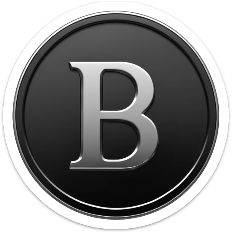 Emoji icon of a metal coin with engraved letter 8, minimalist style, isolated, only black color sticker