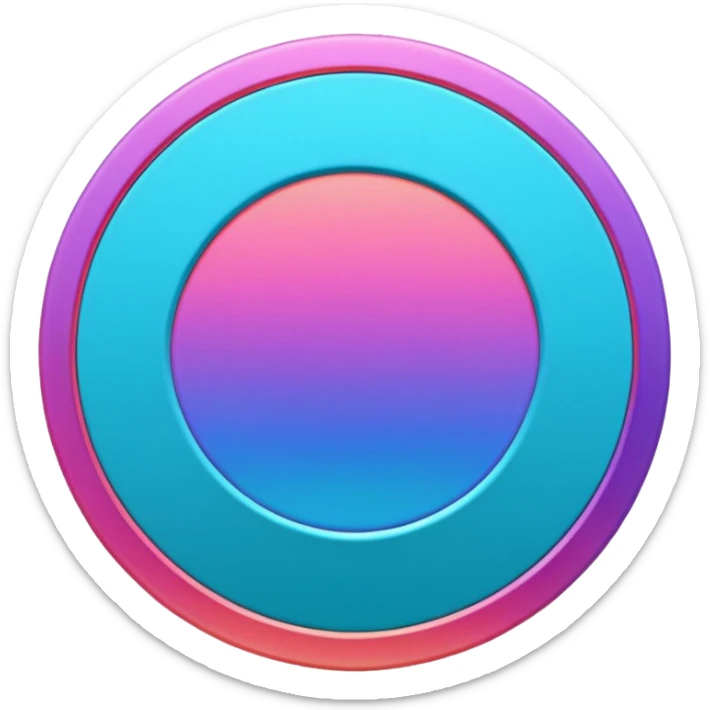 Credit coin in gradient of turquoise, blue, pink, purple, and coral as the main surface 3d rotate sticker