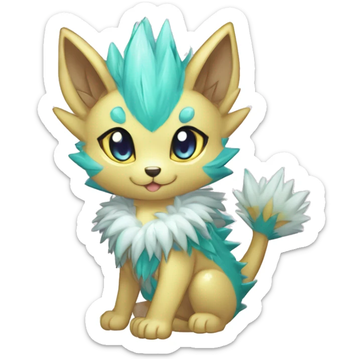 Anthro Scalie Spiky Cool Edgy Magical Petite Shiny Colorful Pastel Glitter Sparkle Anime Chibi Fantasy-Animal-Fakémon-Pokémon-Hybrid Fur Sona Aesthetic Trending Style Full Body sticker