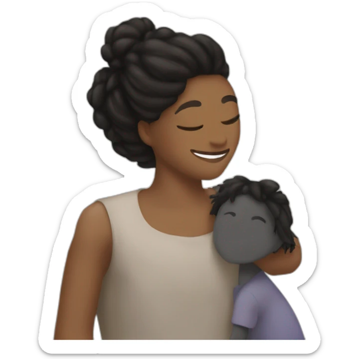 Simon Baker hug a black girl brown eyes and sblack hair in a bun sticker