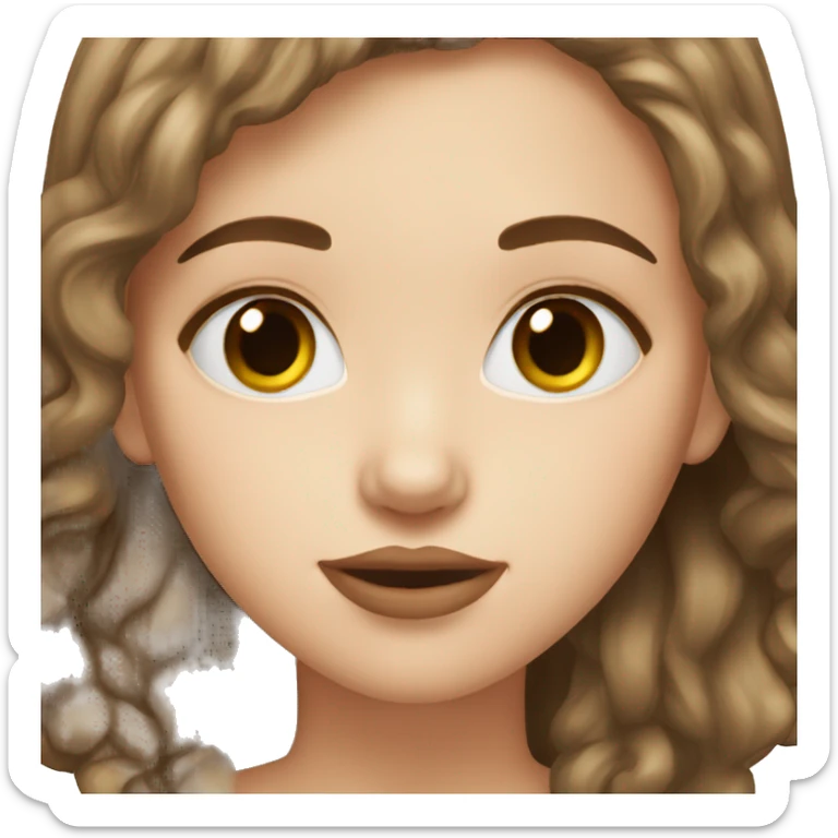 White girl with brown hair kissing light skin sticker