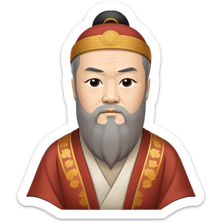 Cinematic Realistic Confucius Portrait Emoji, depicted as a wise ancient philosopher in traditional robes with a serene, contemplative expression, rendered with soft timeless textures and harmonious natural lighting that captures his enduring wisdom. sticker