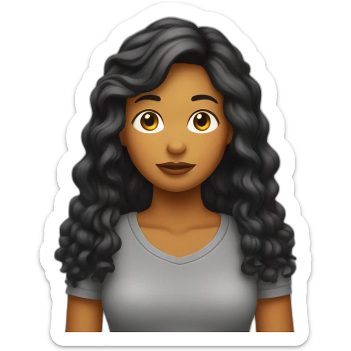 Chica trigueña de pelo negro largo con un dedo haciendo una señal como tú piensa sticker