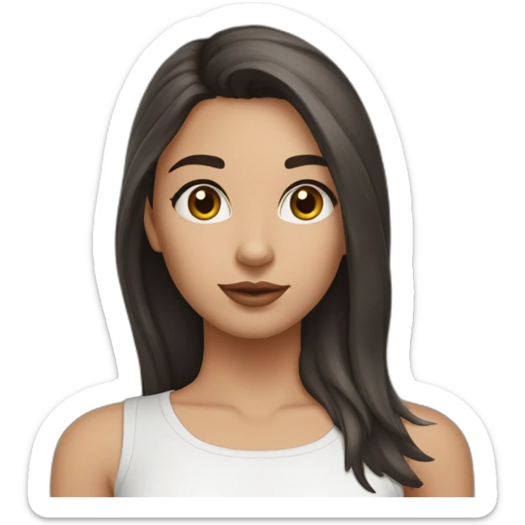 Girl, 25 years old, dark brown hair with wolf cut, brown eyes, medium nose, medium lips sticker