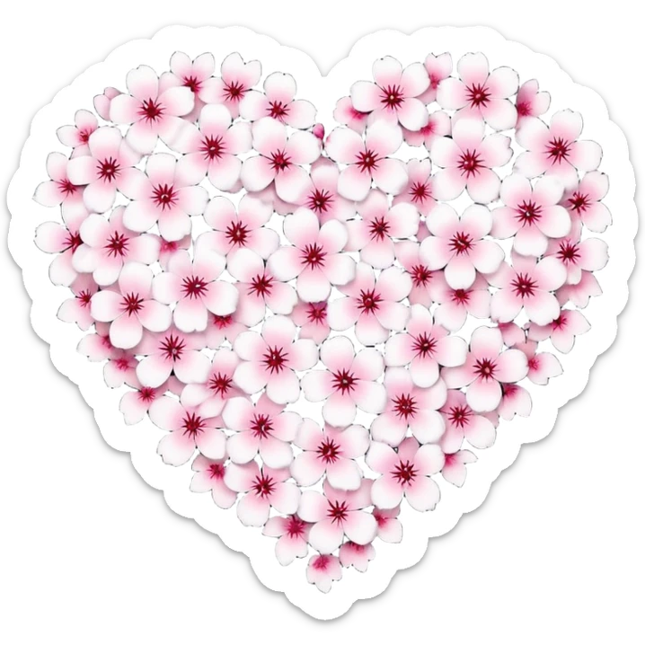 halloween sakura heart, heart made of white sakura petals with pink accents sticker