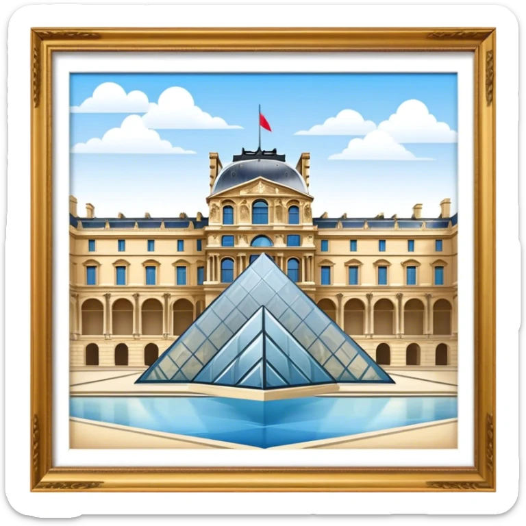 Louvre Museum Landmark Emoji – Showing the glass pyramid entrance with the historic palace in the background. sticker