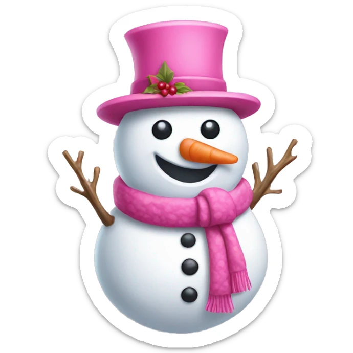 Pink snowman sticker