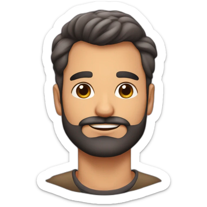 hombre de 40 años con barba negra corta ojos de corazon de enamorado sticker