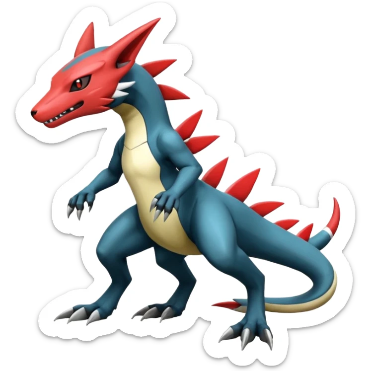 Shiny Cool Futuristic Smooth Salandit-Zeraora-Lombax-Sergal-Zangoose-Cyclizar-Genesect-Pokémon, full body sticker