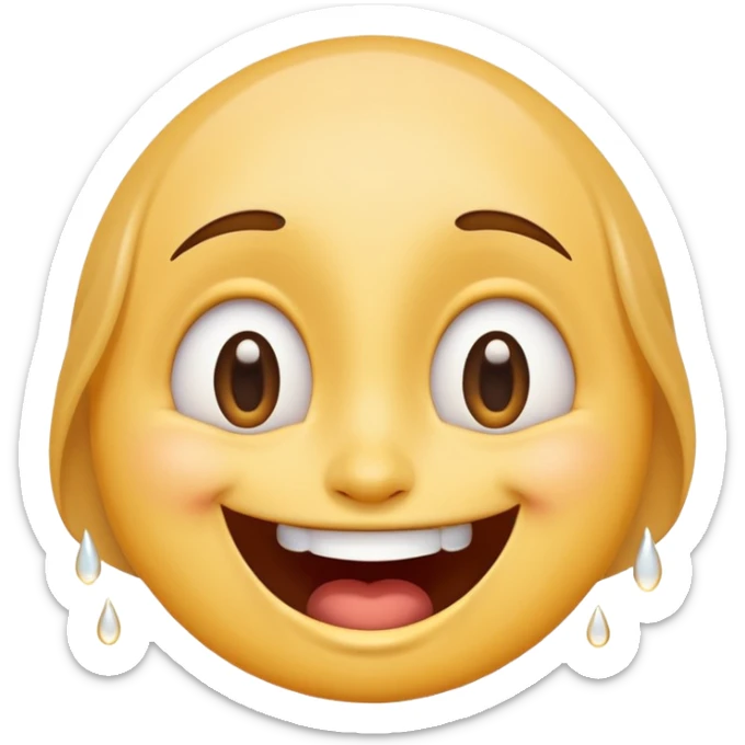 Emoji, laughing face with tears of joy, wide smile, big eyes sticker