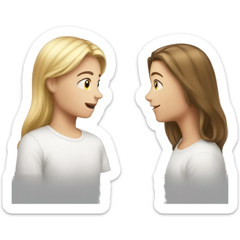 White teen girl talking with white teen boy sticker