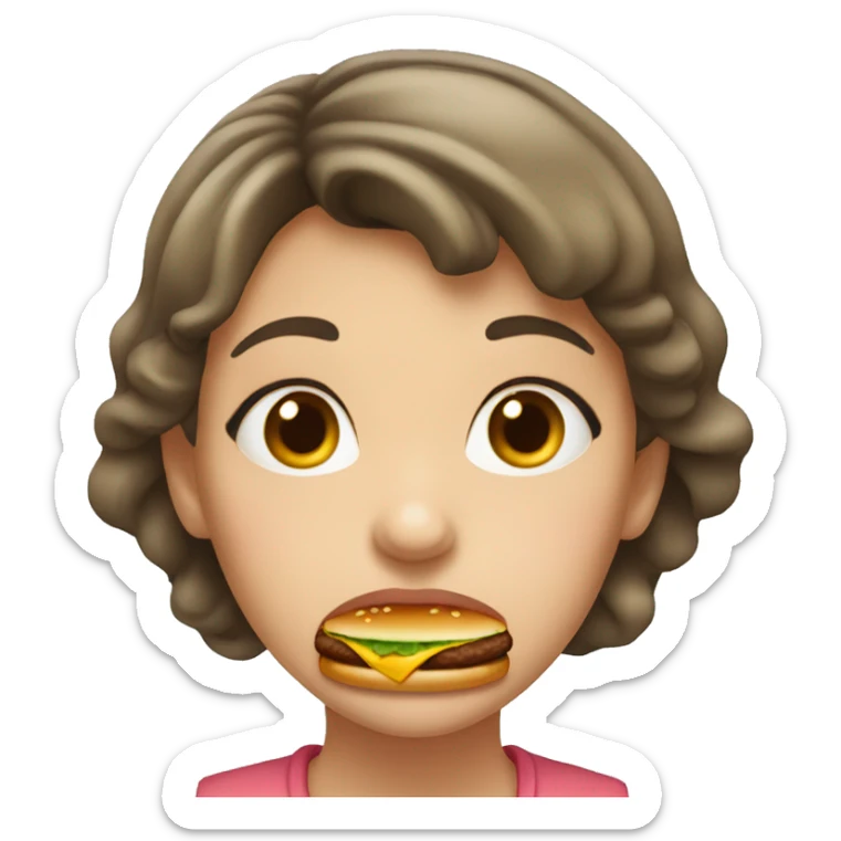 girl eating a lot of hamburgers sticker