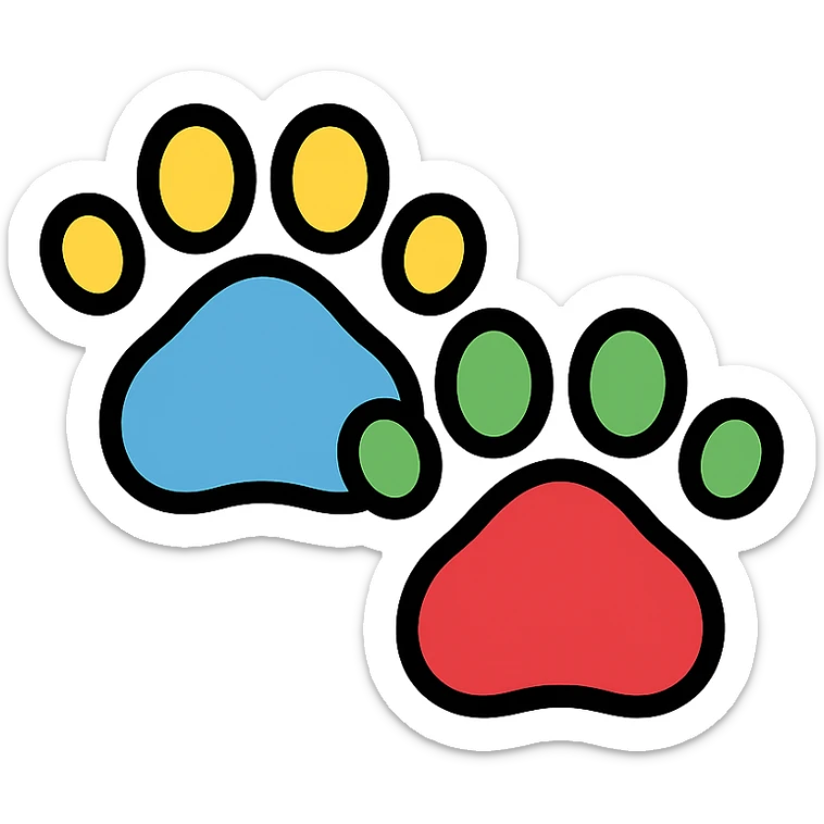 colorful outlined paws sticker