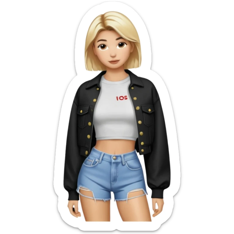 Hailey bieber cheveux court blond voir tout le corps  sticker