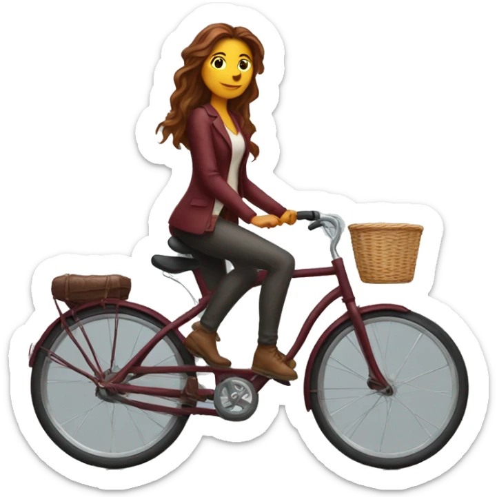 Beautiful burgundy long haired woman riding a bike sticker