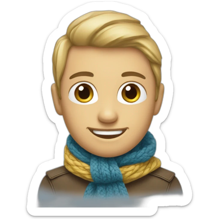 En norsk skogskatt sittandes i ett träd med blå scarf sticker