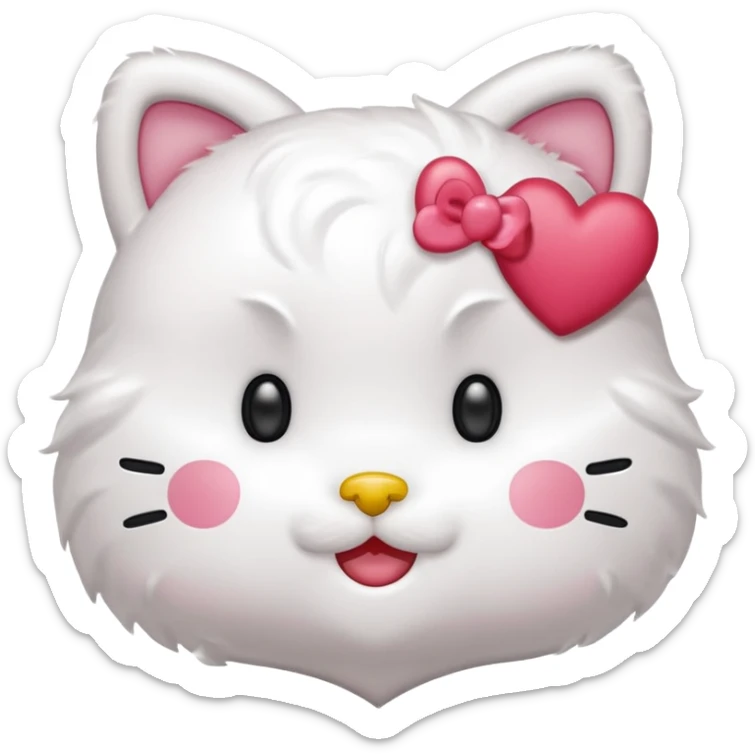 Połącz mi zwykłe hello kitty na białym tle, ale żeby ono wyglądało jak ta emotka: 🥰 sticker