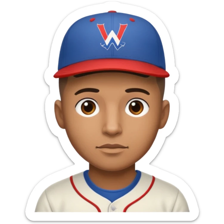 brown skin latino male with buzz cut wearing a wbc puerto rico baseball cap sticker