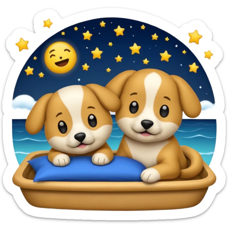 crea un emoji de buenas noches. Pon un texto : Buenas noches Javier y Tobi. Javier es una imagen de profesor y Tobi q sea imagen de un perro sticker