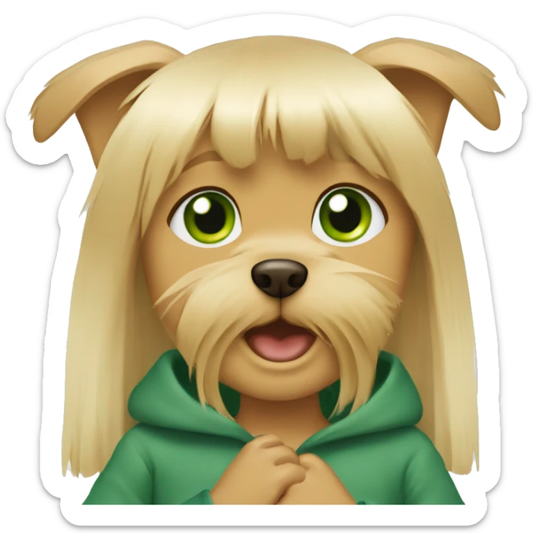 Yorkshire Terrier in the arms of a girl with blond hair and green eyes sticker