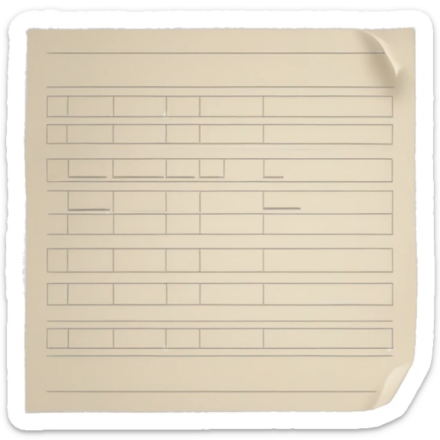a sheet of paper with horizontal lines and checkboxes, symbolizing a filled-out form. sticker