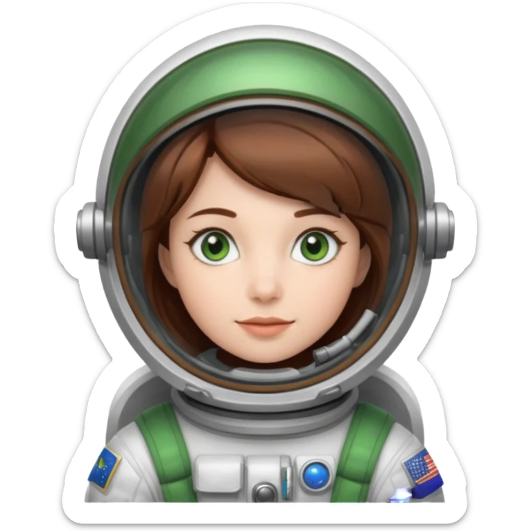 Astronauts, Young, female, white skin, green eyes, brown hair sticker